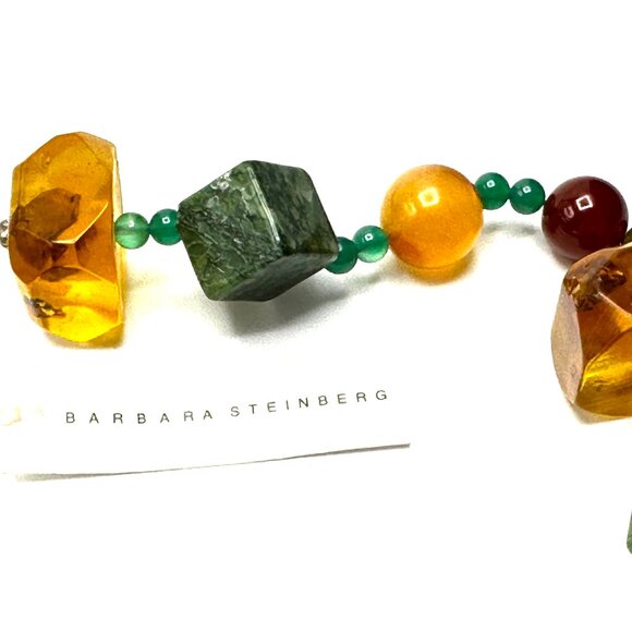 Vintage 3-Strand Barbara Steinberg Unakite Lariat Necklace —  NWT - Picture 6 of 10